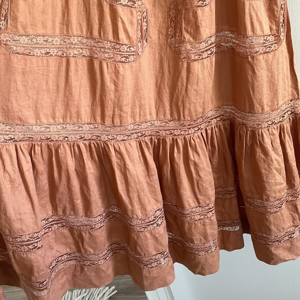 Doen Rust Brown Ruffled Midi Dress - Picture 5 of 12